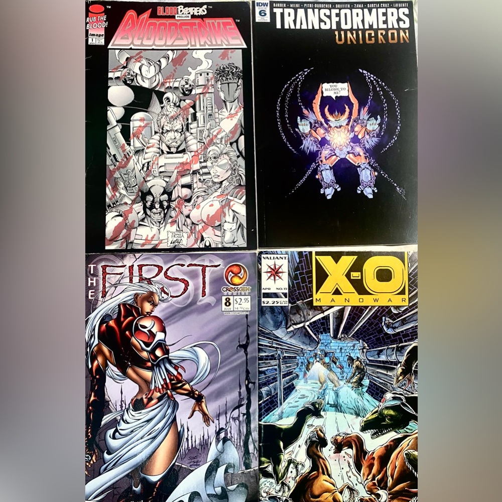 Indie Comic Lot – Bloodstrike #1, Transformers Unicron #6, X-O Manowar,The First
